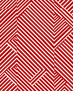 Bold Red Abstract Geometric Stripes Rug