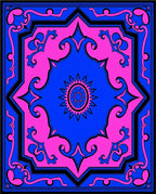 Vibrant Pink Blue Geometric Starburst Rug