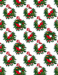 Green Pine Wreath Red Bow Scatter Rug