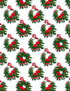 Green Pine Wreath Red Bow Scatter Rug