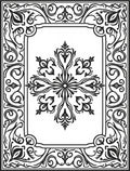Ornate Black Floral Medallion Frame Rug