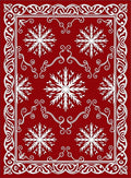 Crimson White Snowflake Border Harmony Rug
