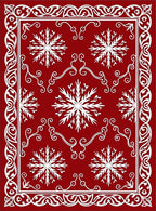 Crimson White Snowflake Border Harmony Rug