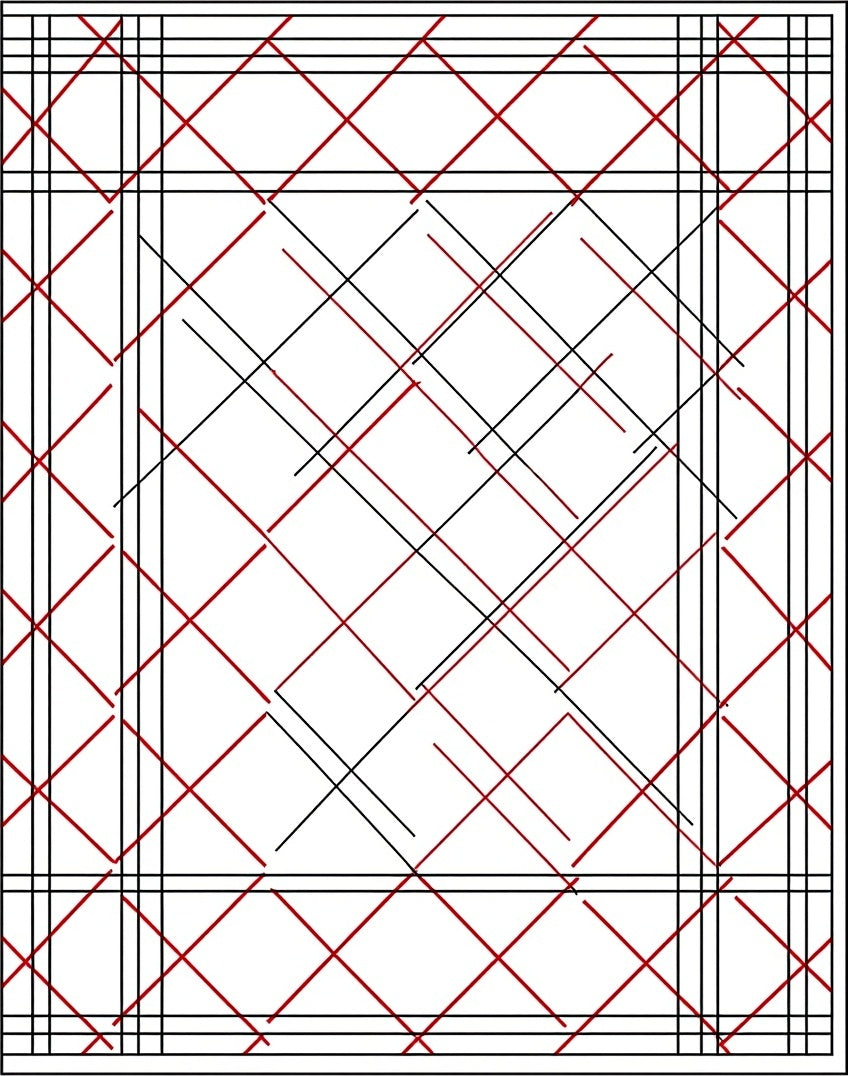 Bold Red Black Intersecting Lines Rug