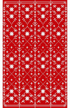 Crimson with White Folk Star Elements Rug