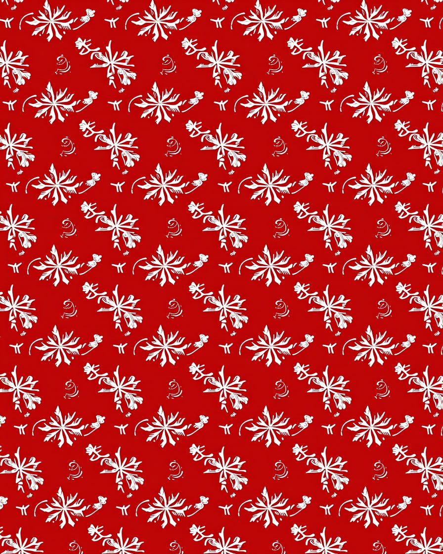 Vibrant Red White Floral Swirl Rug