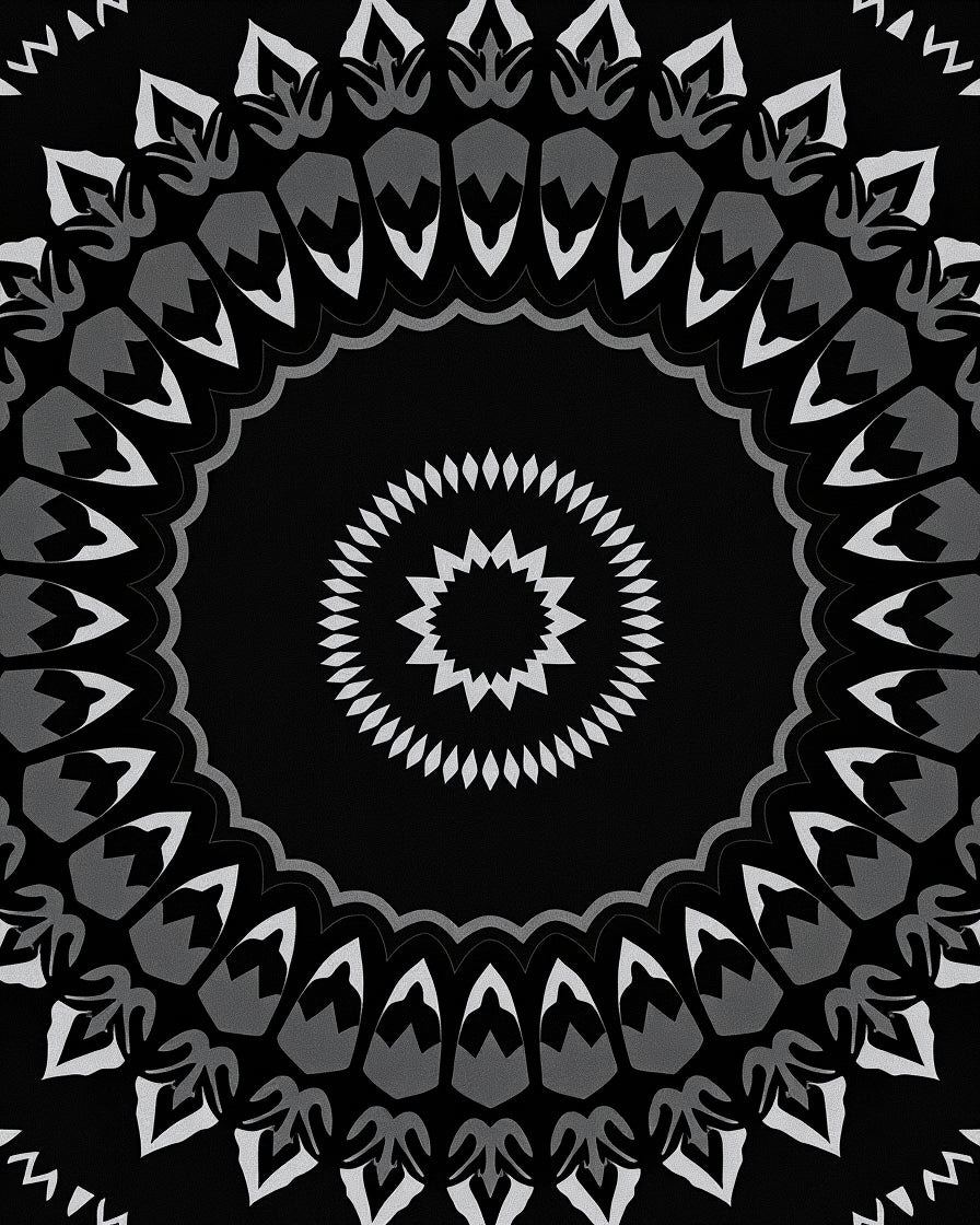Monochromatic Radial Mandala Medallion Rug
