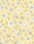 Soft Yellow Outline Floral Garden Rug