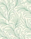 Coastal Green Leafy Swirls Rug
