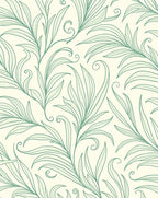 Coastal Green Leafy Swirls Rug