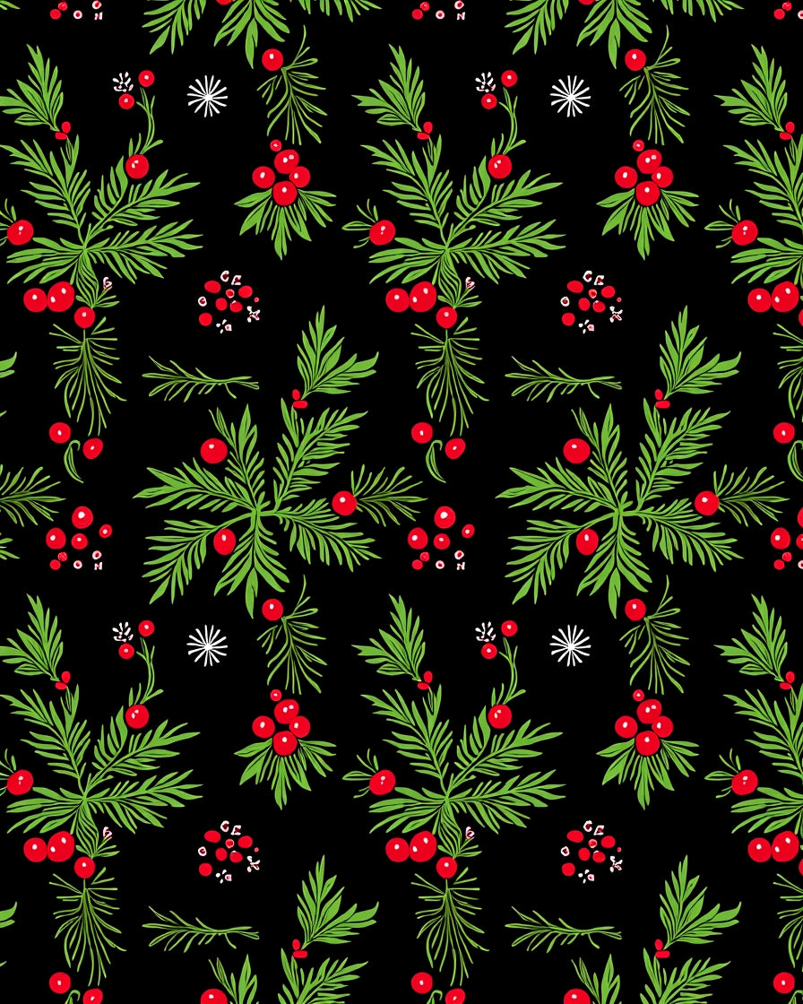 Verdant Holly Berry Sprigs Rug