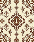 Rich Brown Scrollwork Damask Rug