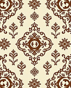 Rich Brown Scrollwork Damask Rug