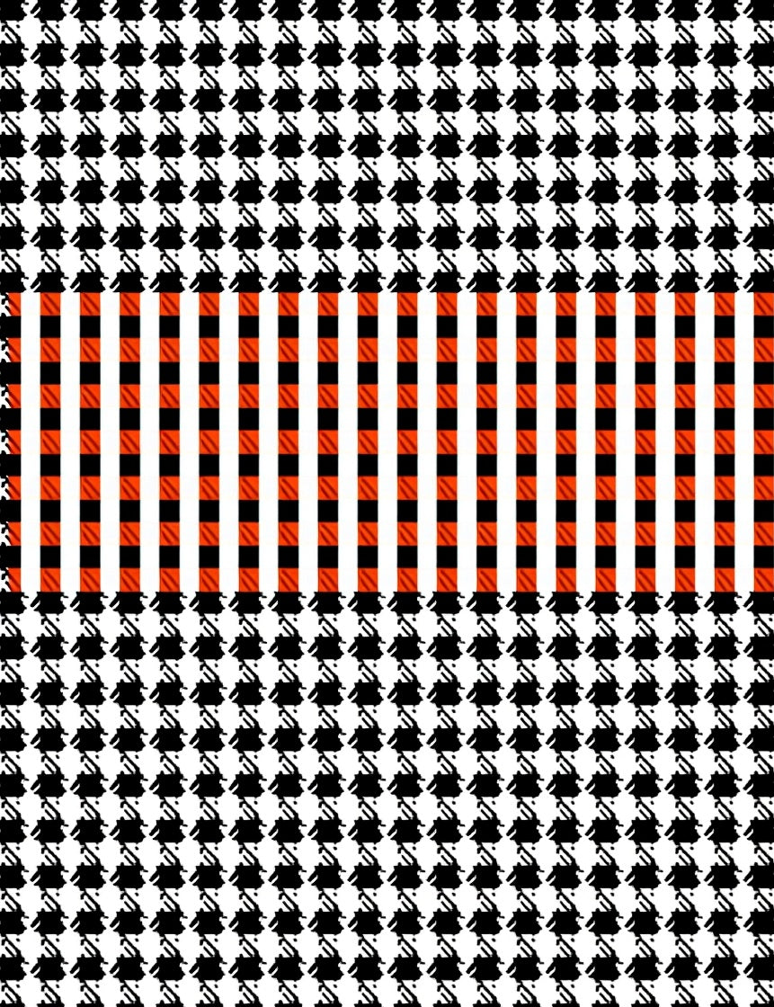Black White Orange Gingham Houndstooth Rug