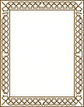Rich Brown Interlocking Geometric Border Rug