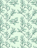 Mint Green Leafy Vine Scroll Rug