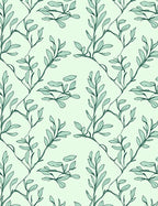 Mint Green Leafy Vine Scroll Rug