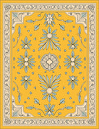 Golden Yellow Floral Foliage Rug