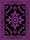 Purple Black Vintage Floral Border Rug