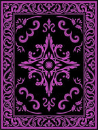 Purple Black Vintage Floral Border Rug