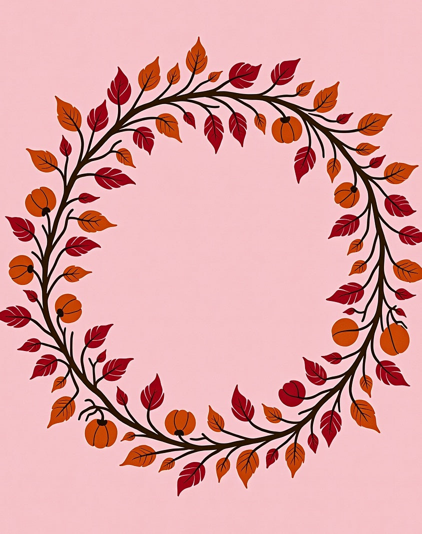 Autumn Pumpkin Leaf Wreath Rug