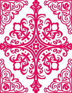 Exotic Fuchsia Scrollwork Mandala Rug
