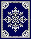 Deep Blue Cream Medallion Border Rug