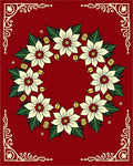 Cream Poinsettia Wreath Red Border Rug