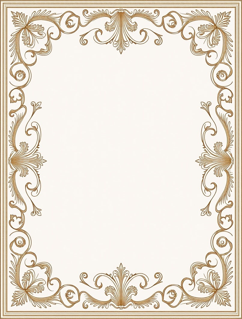 Antique Golden Acanthus Flourish Border Rug