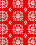 Crimson White Snowflake Collage Rug