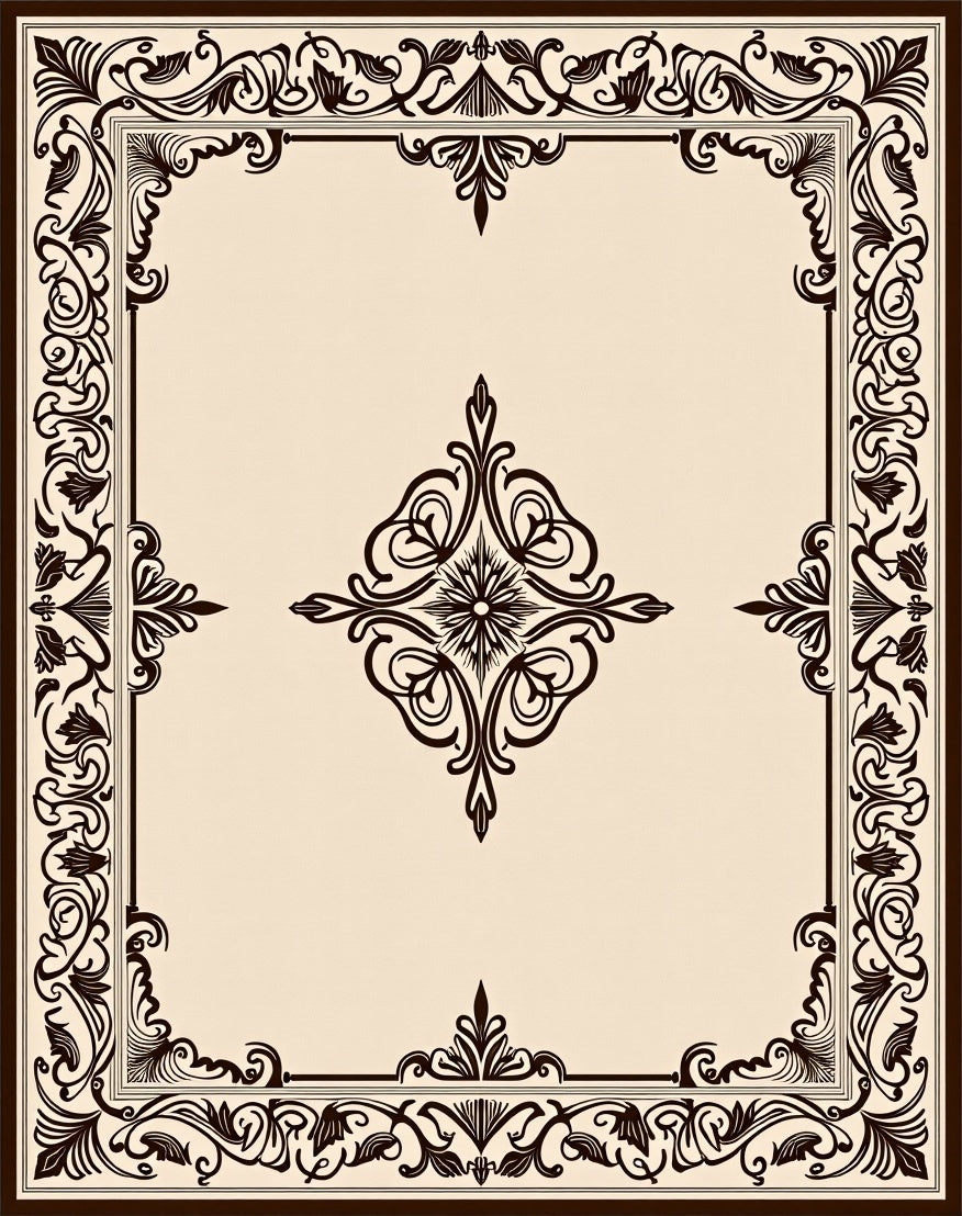 Ornate Scrollwork Medallion Cream Rug