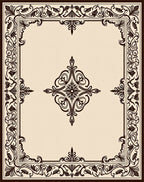 Ornate Scrollwork Medallion Cream Rug