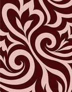 Burgundy Swirl Abstract Floral Rug