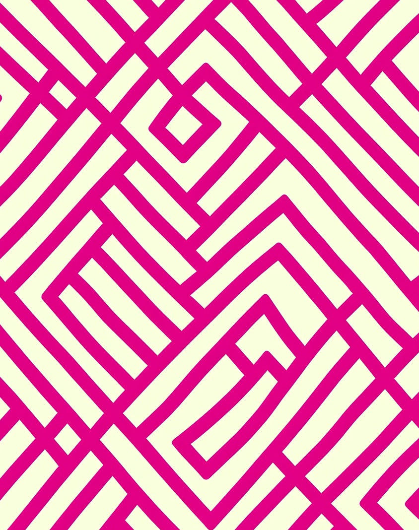 Bold Magenta Geometric Maze Rug