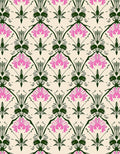 Art Nouveau Pink Floral Arch Accent Rug