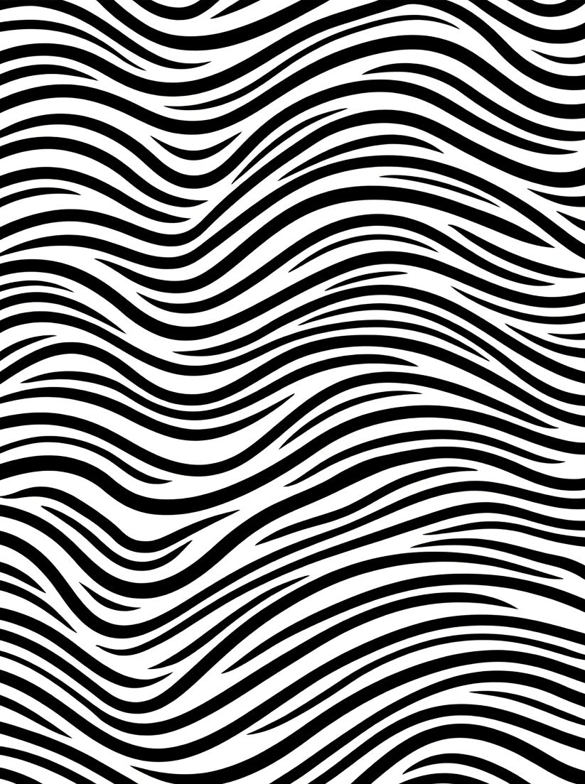 Black White Wavy Stripe Rug