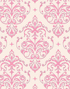 Elegant Pink Damask Swirl Medallion Rug