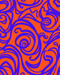 Vibrant Blue Swirls Orange Abstract Rug