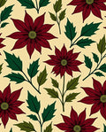 Deep Red Poinsettia Floral Vine Rug