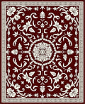 Crimson Ivory Floral Scroll Medallion Rug
