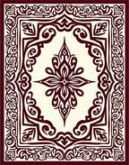 Crimson Ivory Floral Frame Rug
