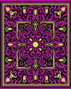 Vibrant Pink Yellow Floral Square Rug