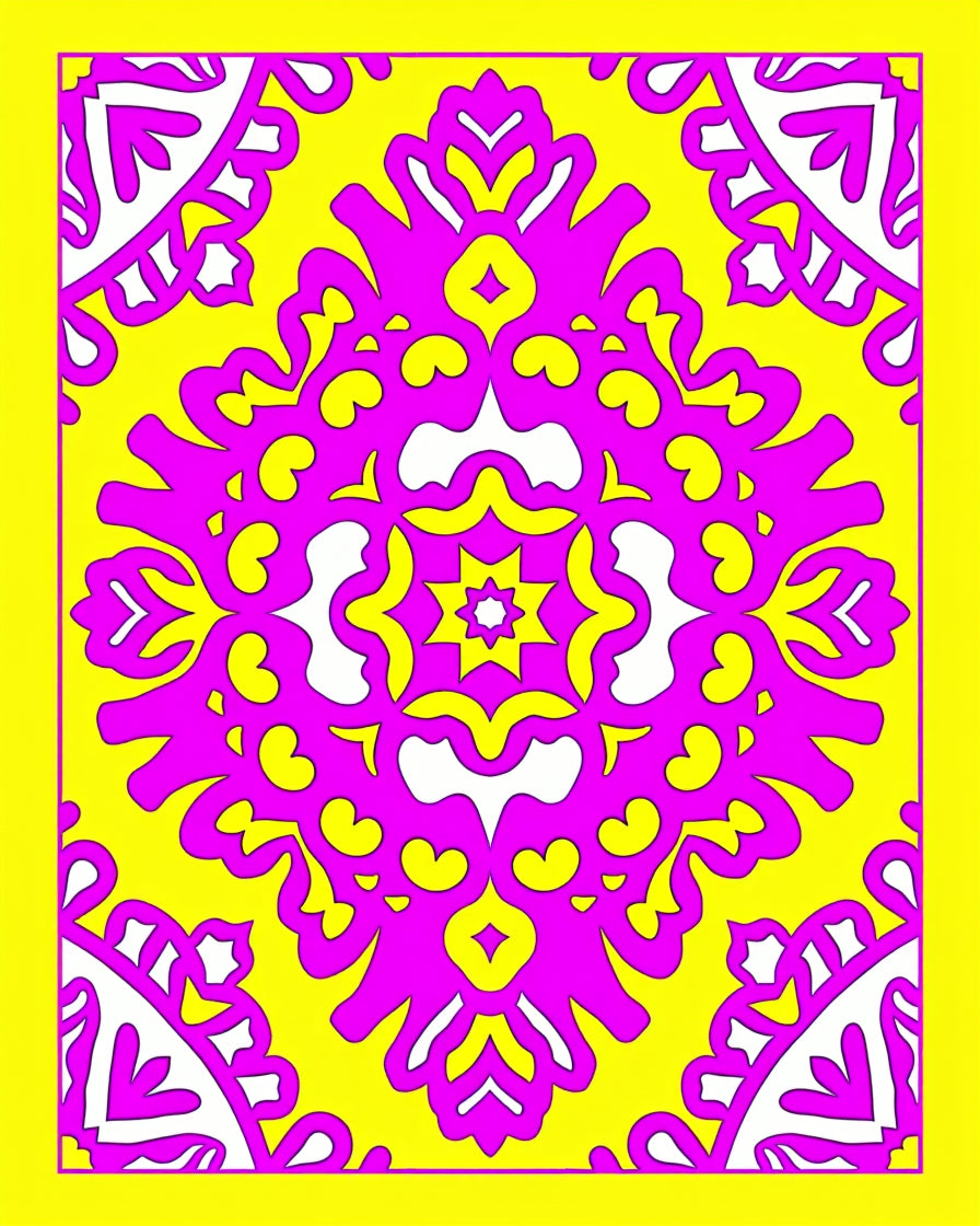 Vibrant Magenta Floral Medallion Rug