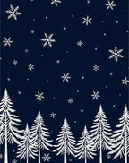 Midnight Blue Snowy Evergreen Forest Rug