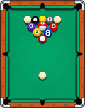 Billiard Balls Scattered Across Green Felt Rug