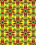 Vibrant Red Green Yellow Abstract Symmetry Rug