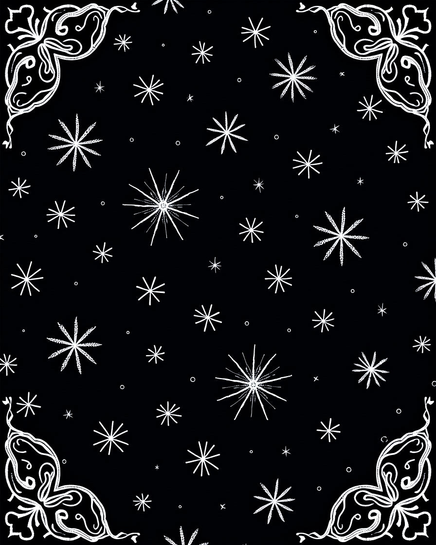 Black White Starburst Corners Rug