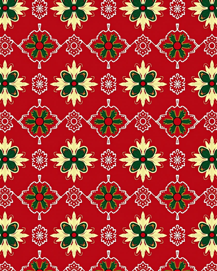 Holiday Red Floral Medallion Repeats Rug