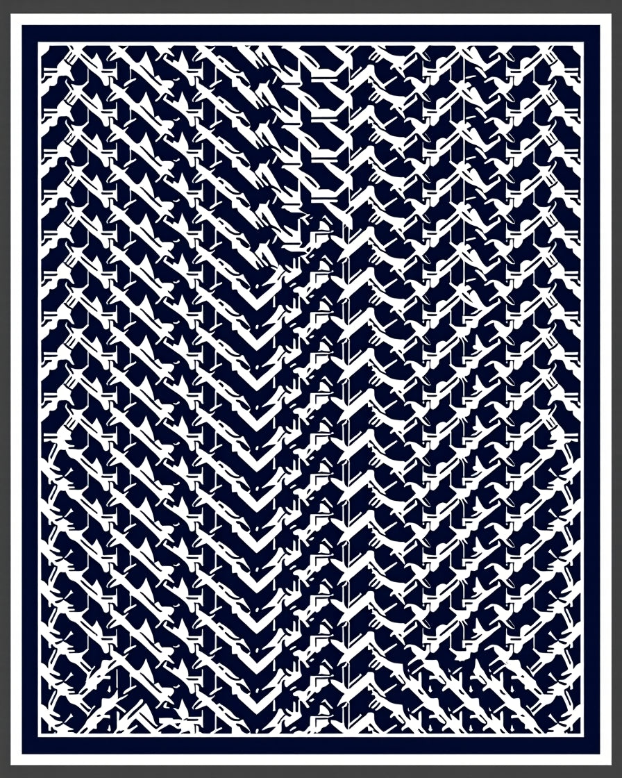 Deep Blue Jagged Chevron Array Rug