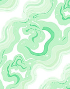 Mint Green Swirling Nebula Stars Rug
